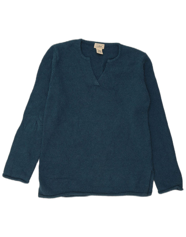 Maglione maglione oversize da donna con scollo a V L.L.Bean UK 6 XS seta blu navy