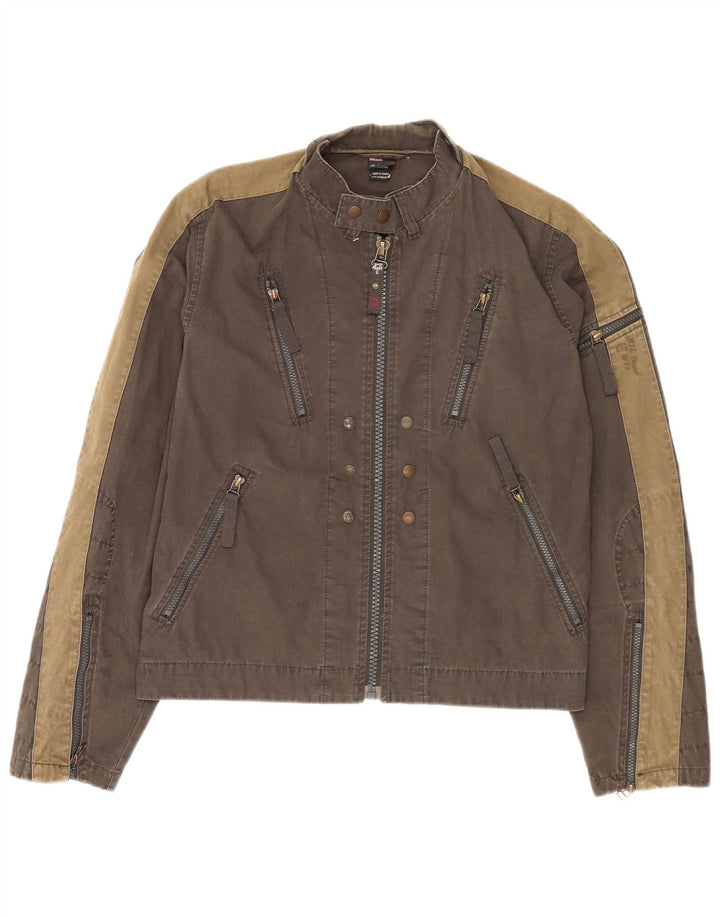 Giacca bomber da uomo Diesel UK 40 Large in cotone color block grigio