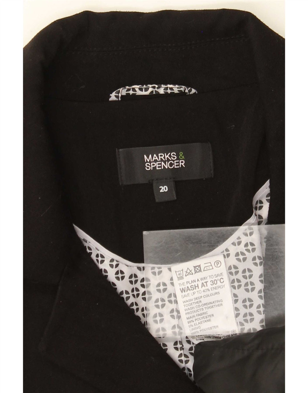 Giacca blazer a 2 bottoni Marks & Spencer da donna UK 20 2XL poliestere nero