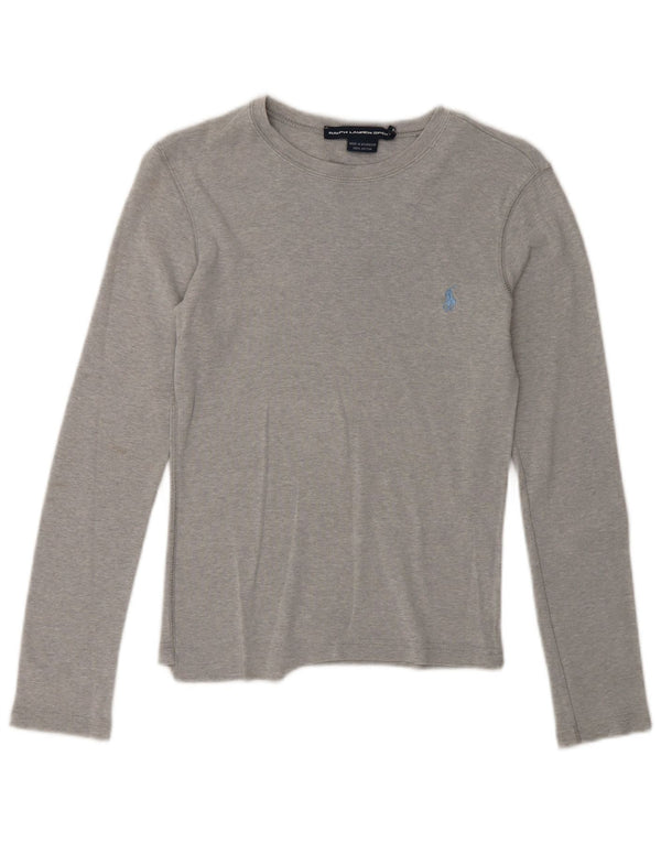 Ralph Lauren Top da donna a maniche lunghe UK 4 XS Grigio Cotone