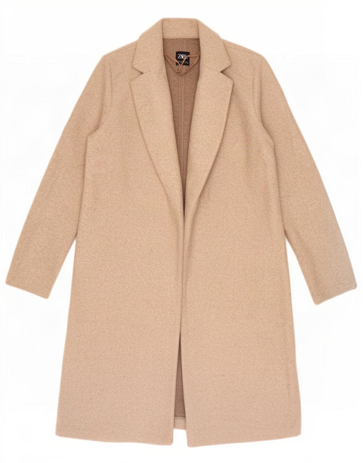 Cappotto da donna Zara UK 14 Poliestere beige medio