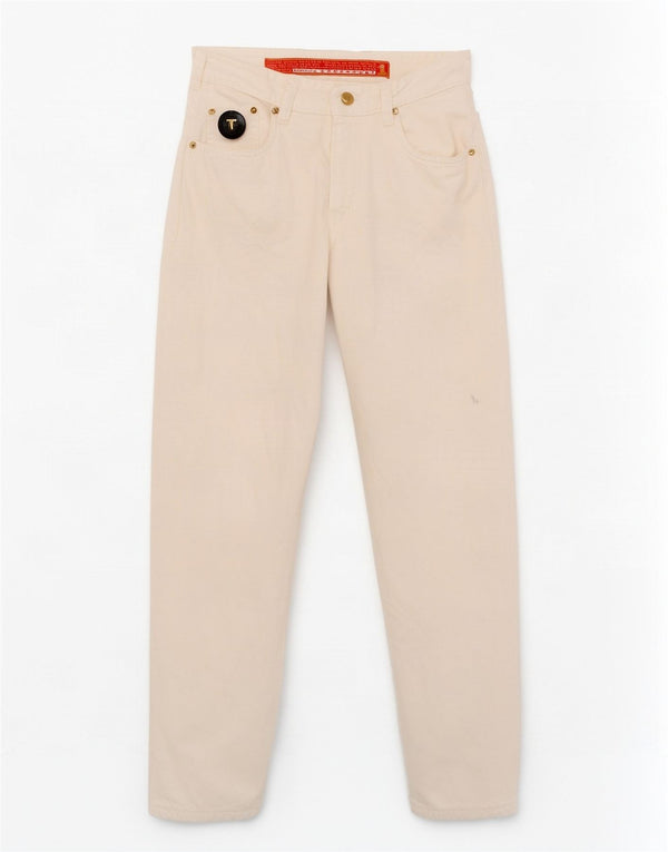 Jeans Trussardi Donna Affusolati a Vita Alta IT 32 2XS W26 L30 Cotone Bianco