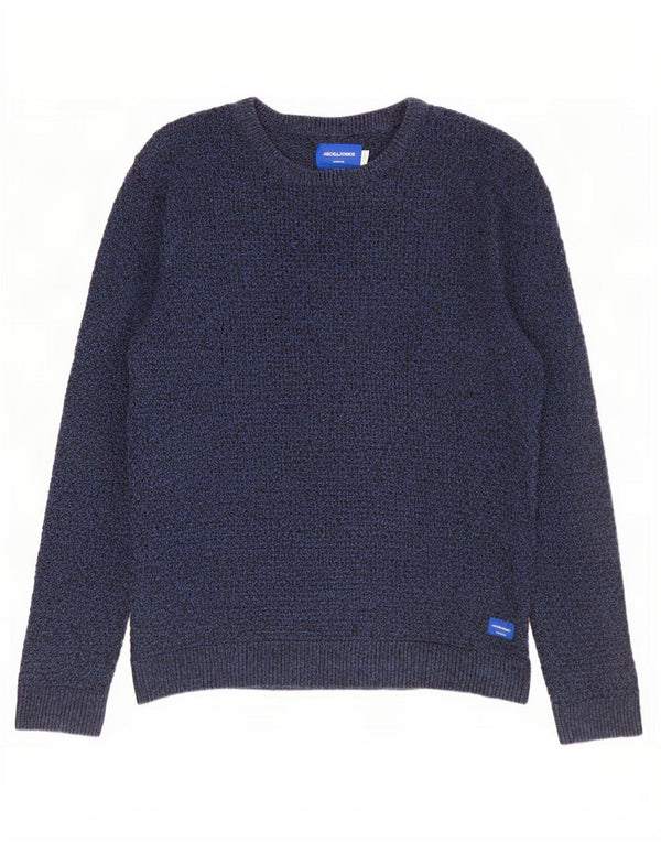 Jack & Jones Maglione da uomo con scollo a barca Maglione grande in cotone screziato blu navy