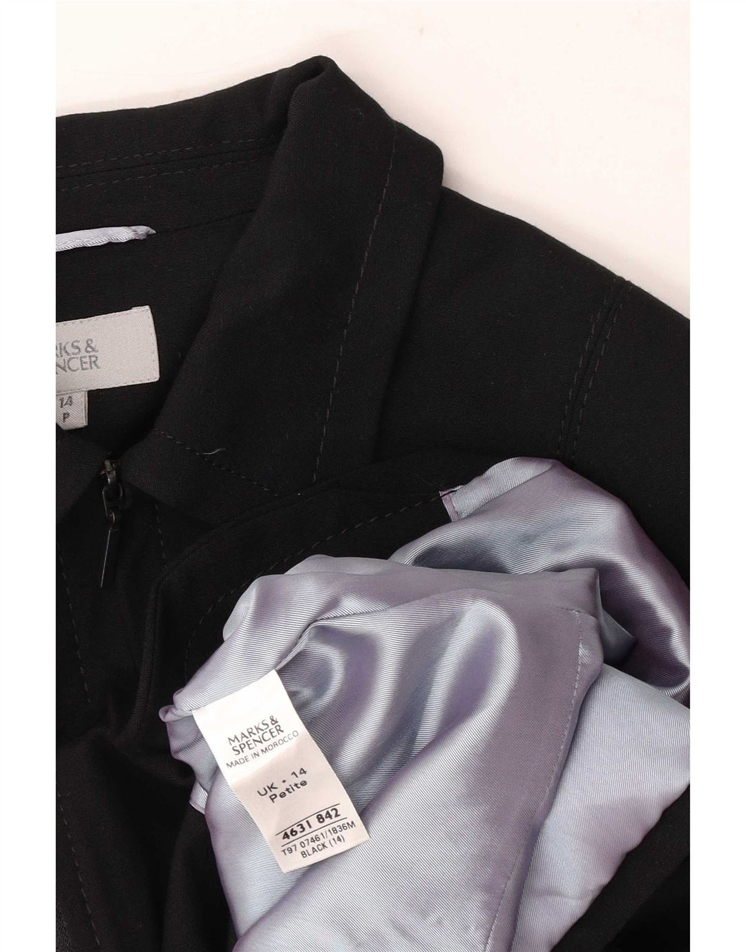 Giacca blazer con zip intera Marks & Spencer da donna Petite UK 14 media nera