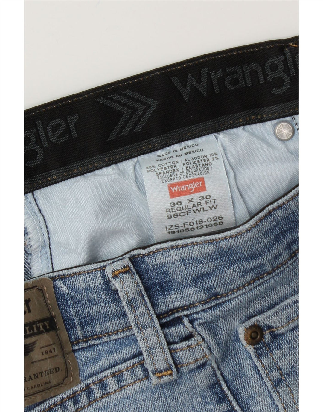 Jeans dritti da uomo vestibilità regolare WRANGLER W36 L30 cotone blu
