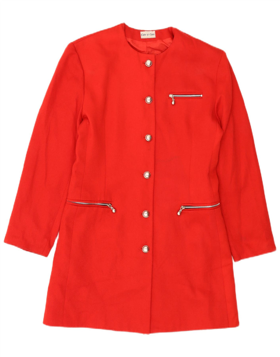 Giacca blazer a 6 bottoni lunga da donna Cote A Cote UK 10 piccola rossa