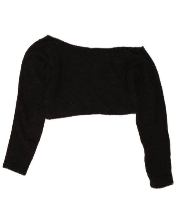 Top corto in pile da donna con spalle scoperte Adidas UK 14 poliestere nero medio
