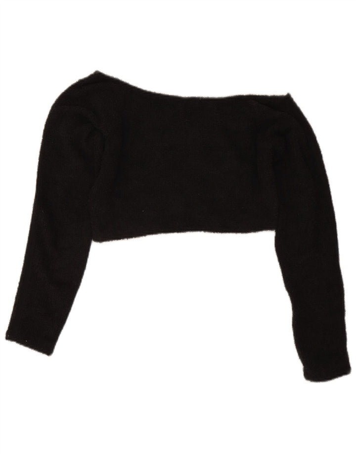Top corto in pile da donna con spalle scoperte Adidas UK 14 poliestere nero medio