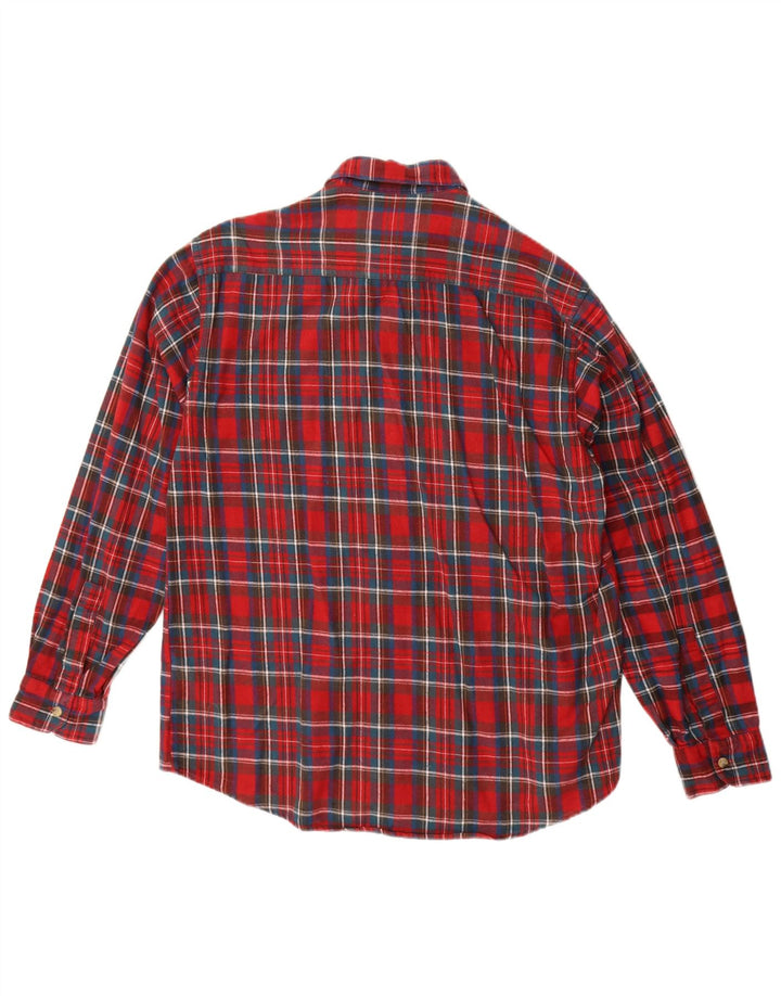 NORTONS Camicia da uomo in flanella di cotone a quadri rossi medi