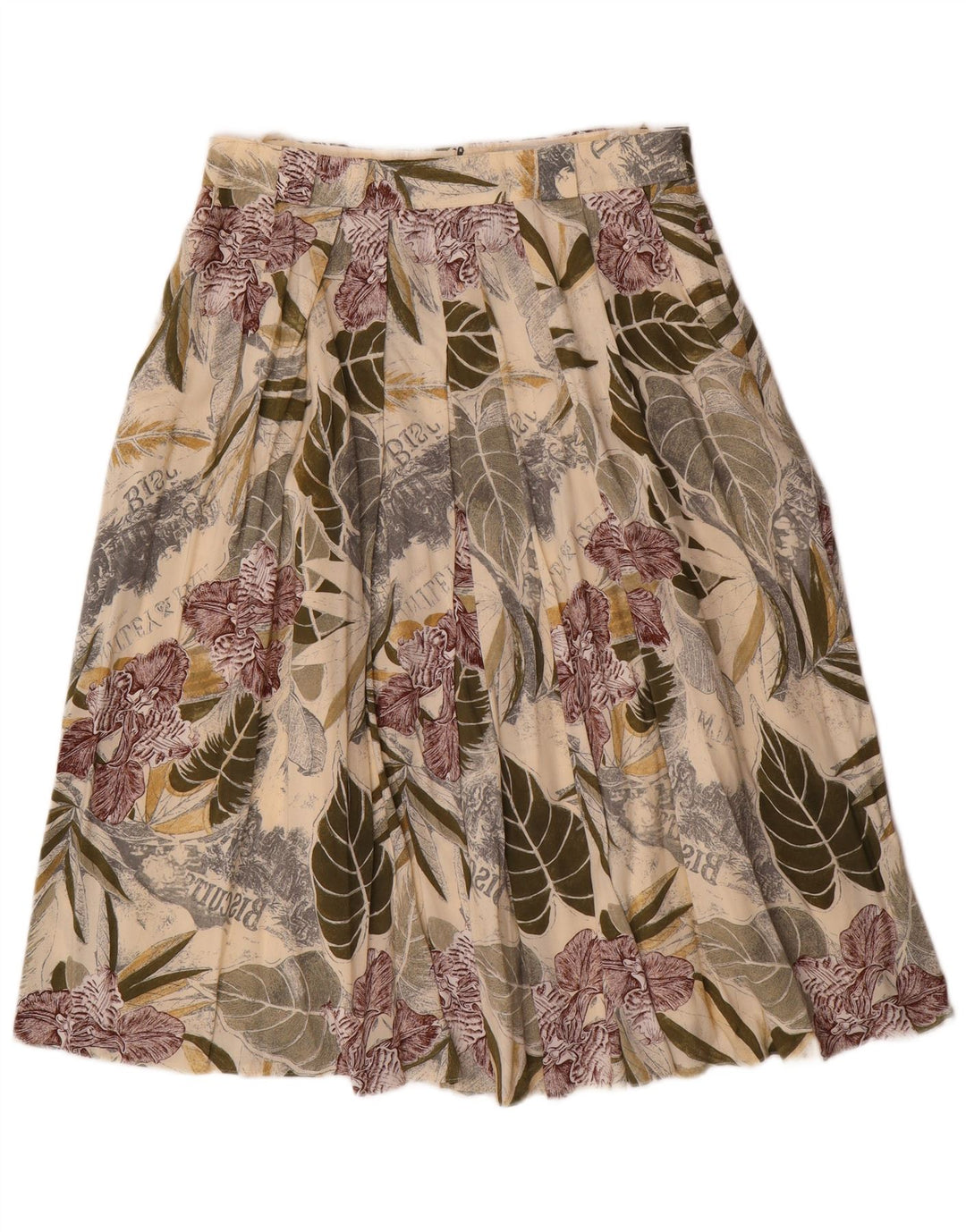 Gonna a pieghe vintage da donna EU 40 media W30 floreale multicolore