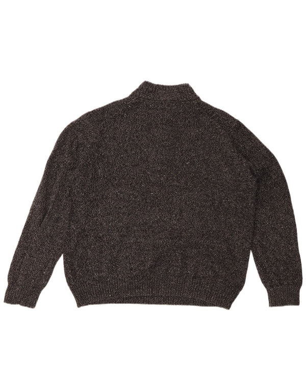 Maglione da donna con collo a bottoni Izod UK 20 2XL Acrilico chiazzato grigio