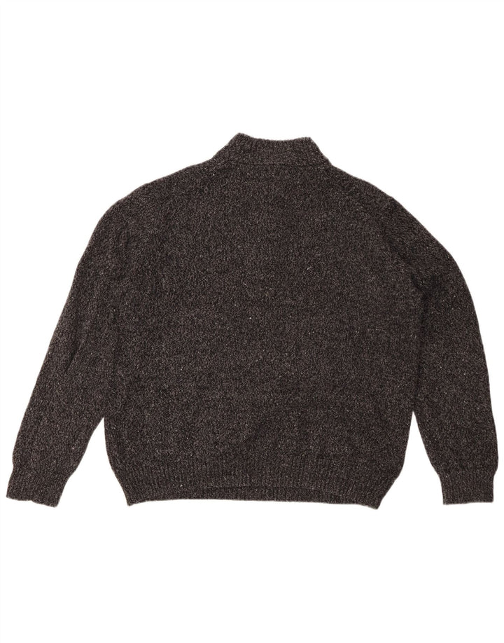 Maglione da donna con collo a bottoni Izod UK 20 2XL Acrilico chiazzato grigio