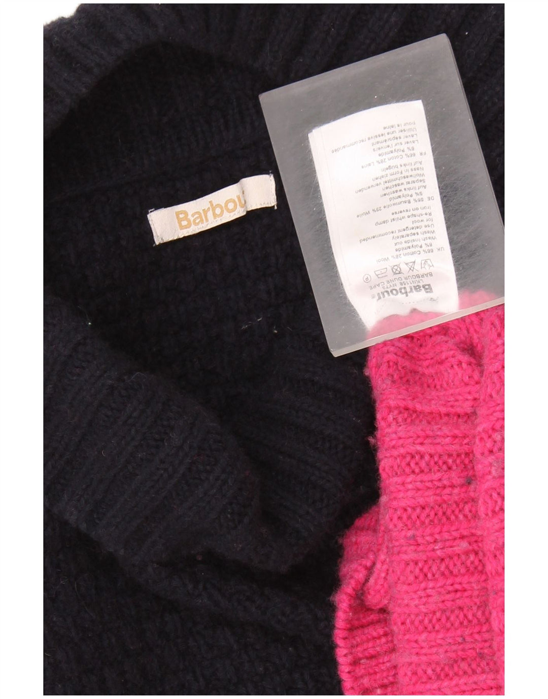 BARBOUR Maglione da donna con collo alto e maglione UK 18 XL Blu navy color block