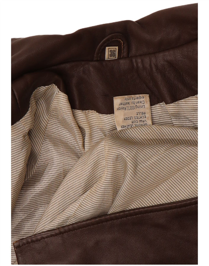 Cappotto in pelle oversize da donna vintage EU 36 piccolo in pelle marrone