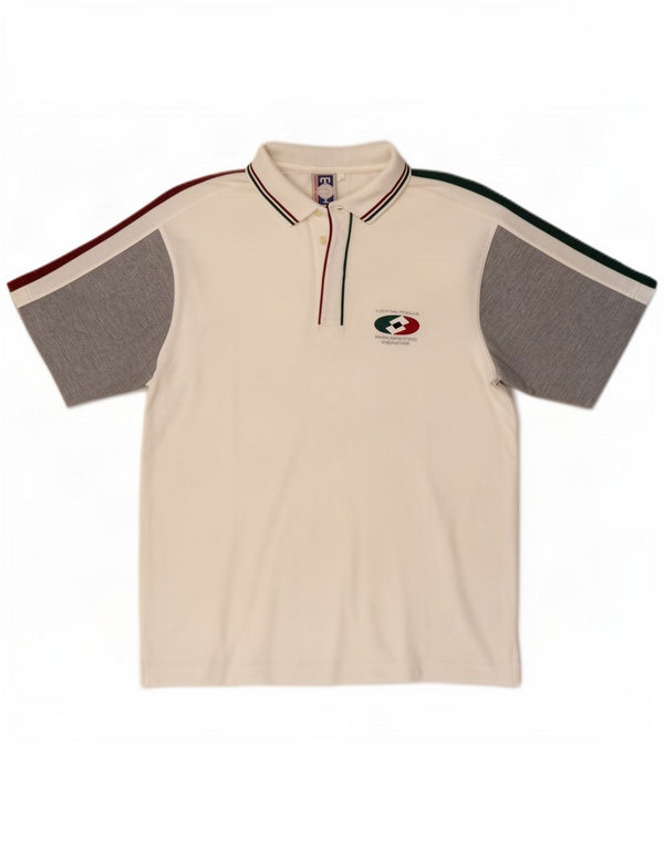 Polo da uomo Lotto Large in cotone color block bianco