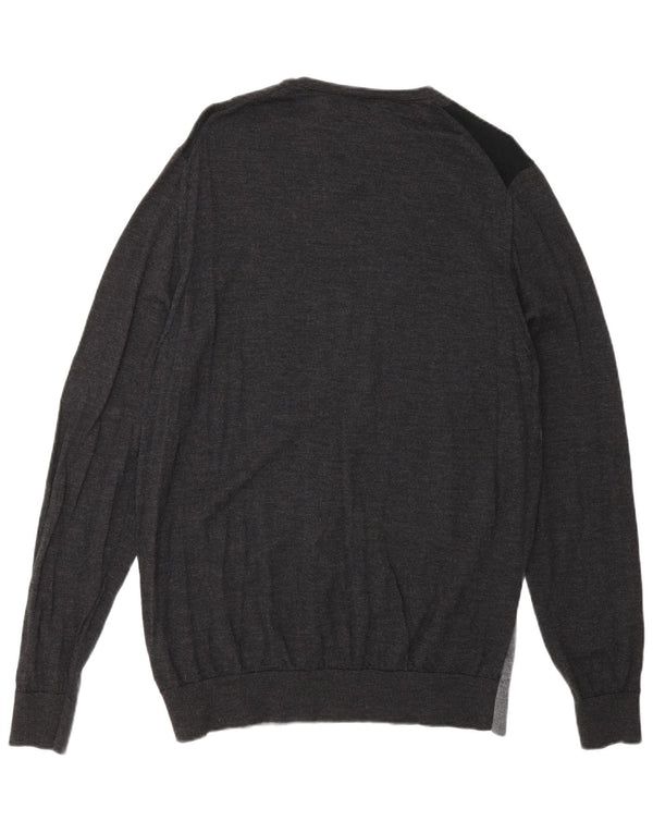 Marks & Spencer Maglione da uomo con scollo a barchetta autografato XL Grigio Colourblock