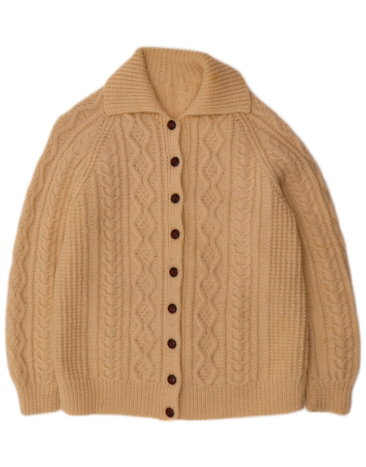 Maglione cardigan da donna VINTAGE UK 14 Large Beige