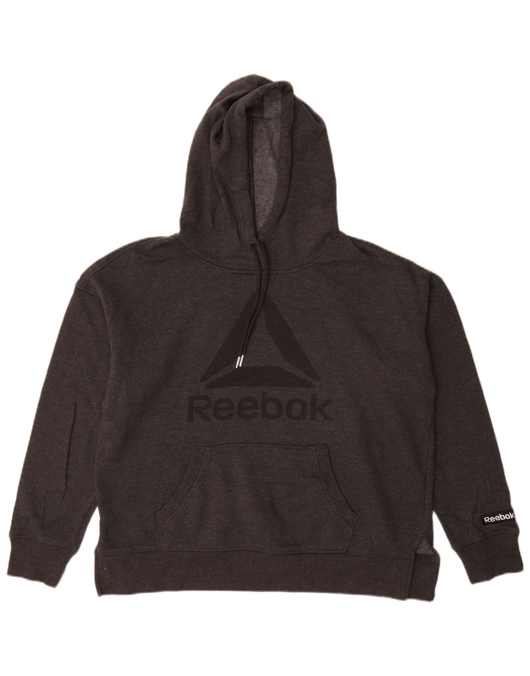 Maglione con cappuccio grafico oversize da donna Reebok UK 14 Cotone grigio medio