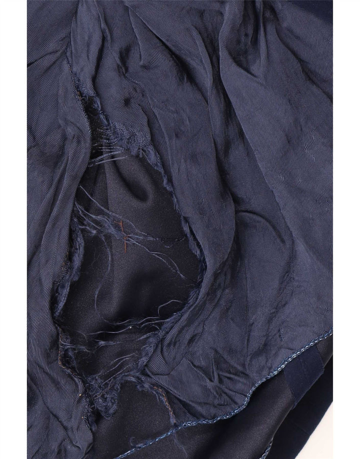 Giacca blazer vintage da donna lunga a 4 bottoni IT 42 Blu navy medio