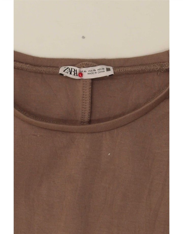 Camicetta oversize corta da donna Zara UK 18 XL Marrone