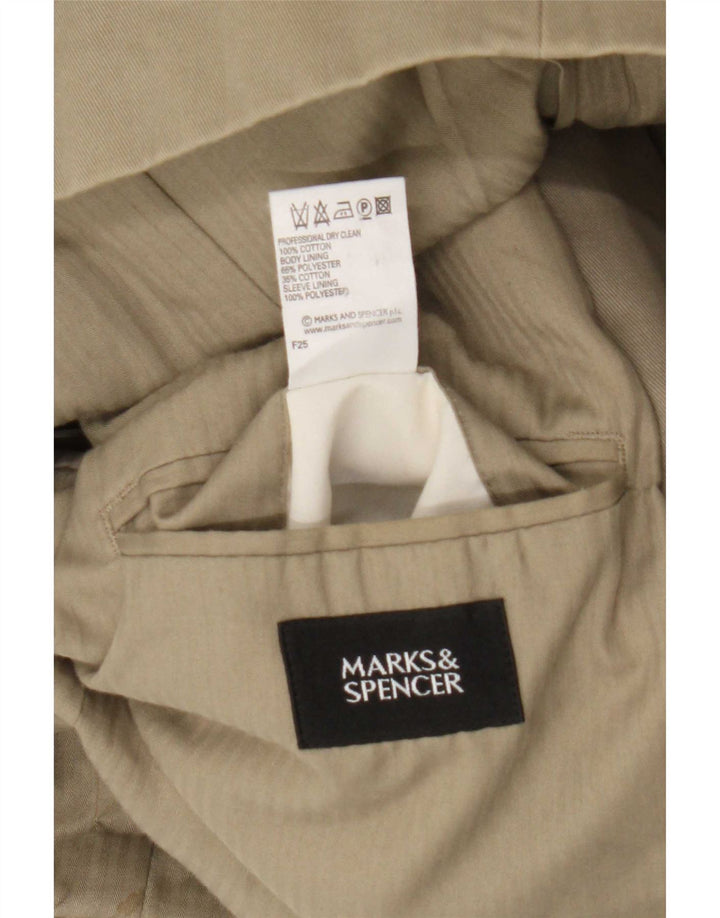 Giacca blazer a 3 bottoni Marks & Spencer da uomo UK 44 XL cotone kaki