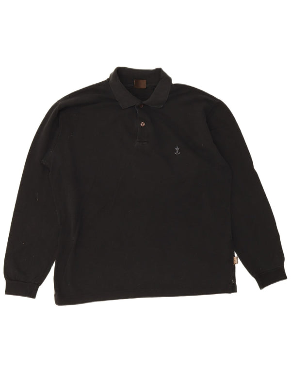 Polo da uomo a maniche lunghe Rifle in cotone nero medio