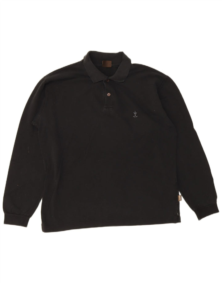 Polo da uomo a maniche lunghe Rifle in cotone nero medio