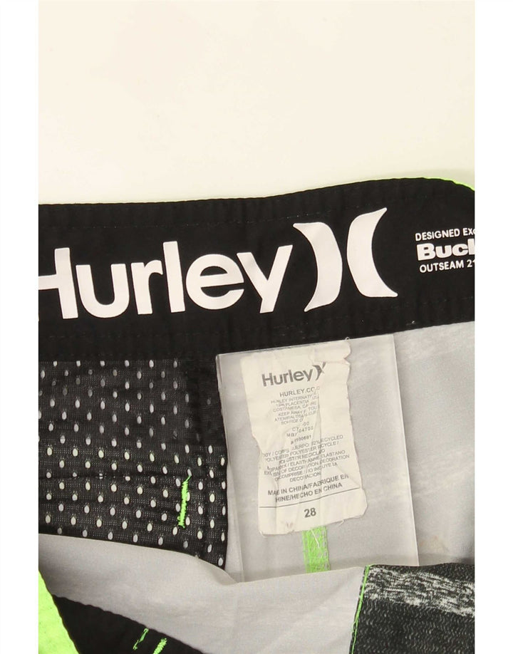 Pantaloncini da bagno grafici da uomo Hurley piccoli in poliestere a righe verdi