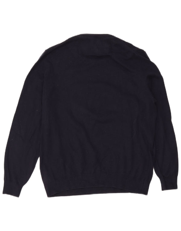 Guess Maglione da uomo con scollo a barchetta con grafica UK 40 Blu navy medio