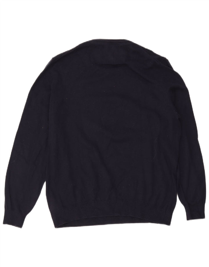 Guess Maglione da uomo con scollo a barchetta con grafica UK 40 Blu navy medio