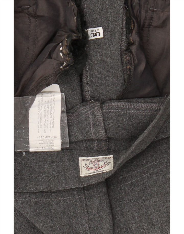 Pantaloni casual dritti da donna Armani W30 L28 poliestere grigio