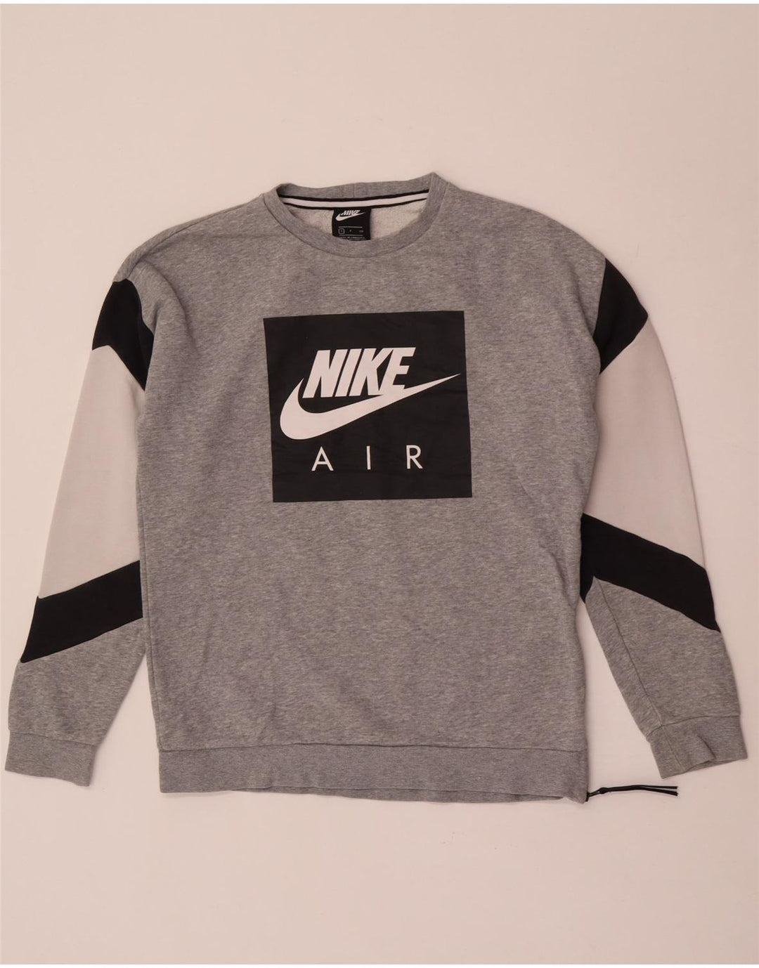 Felpa con grafica Nike da uomo, piccola, in cotone color block grigio