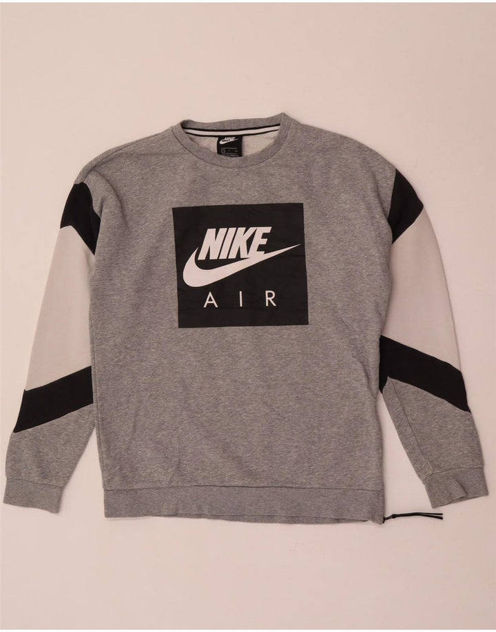 Felpa con grafica Nike da uomo, piccola, in cotone color block grigio