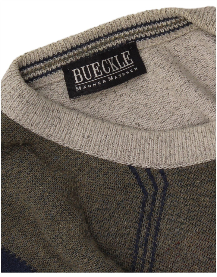 Maglione maglione girocollo vintage da uomo grande color grigio