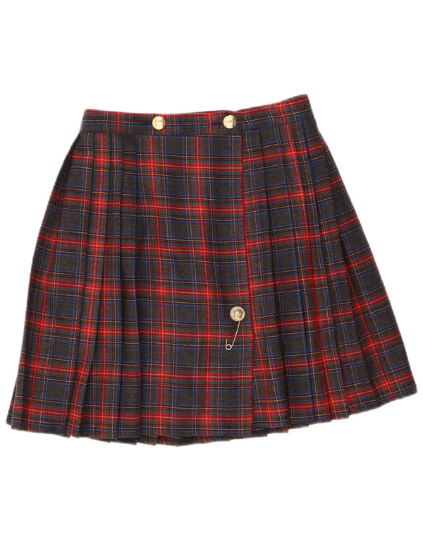 Gonna a pieghe vintage da donna a coltello IT 44 media W28 a quadri multicolore