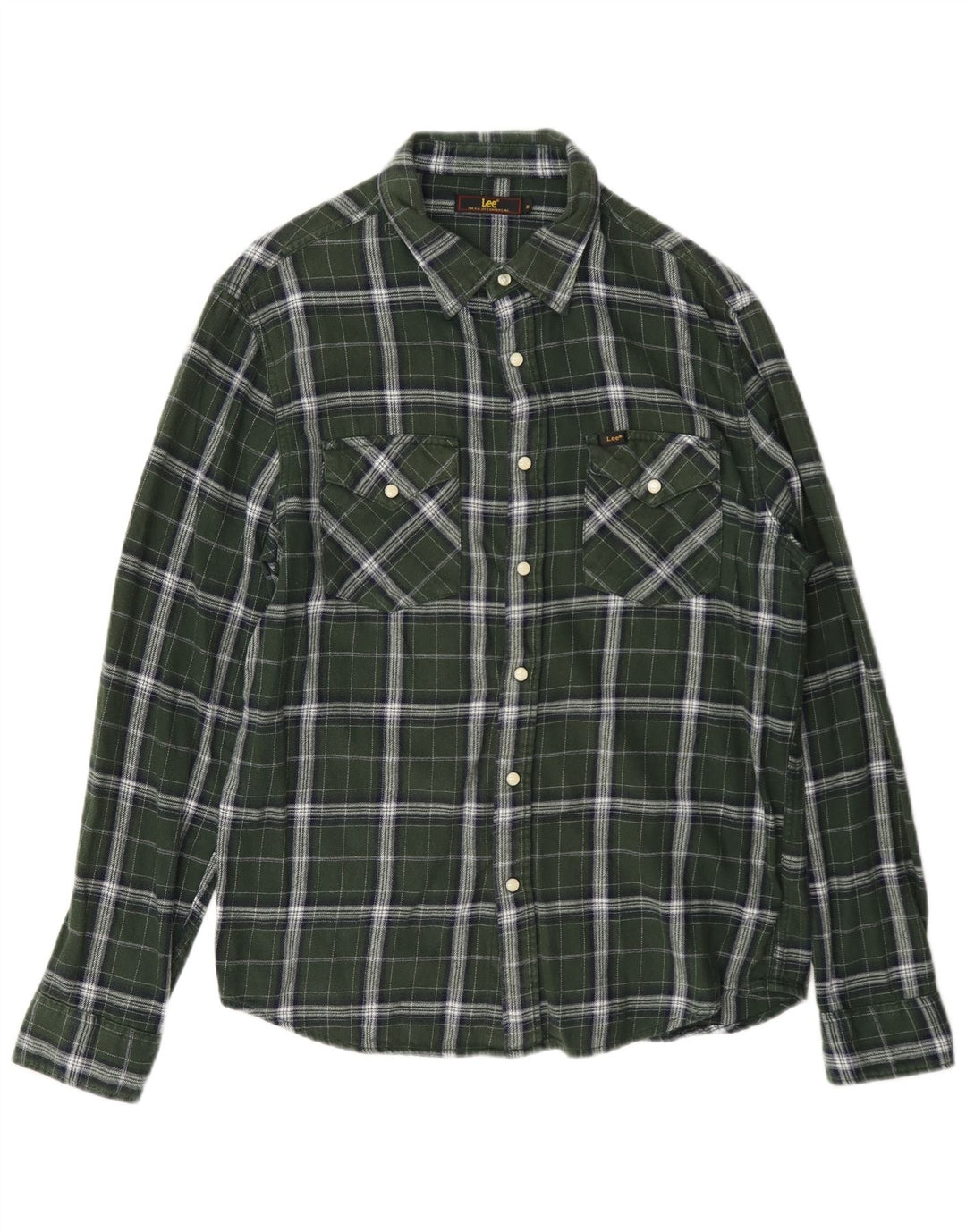 Camicia in flanella da uomo Lee in cotone a quadri verde medio
