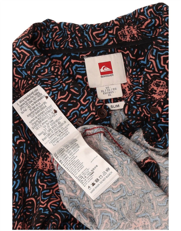 Camicia slim Quiksilver da uomo con motivo astratto XL in viscosa nera