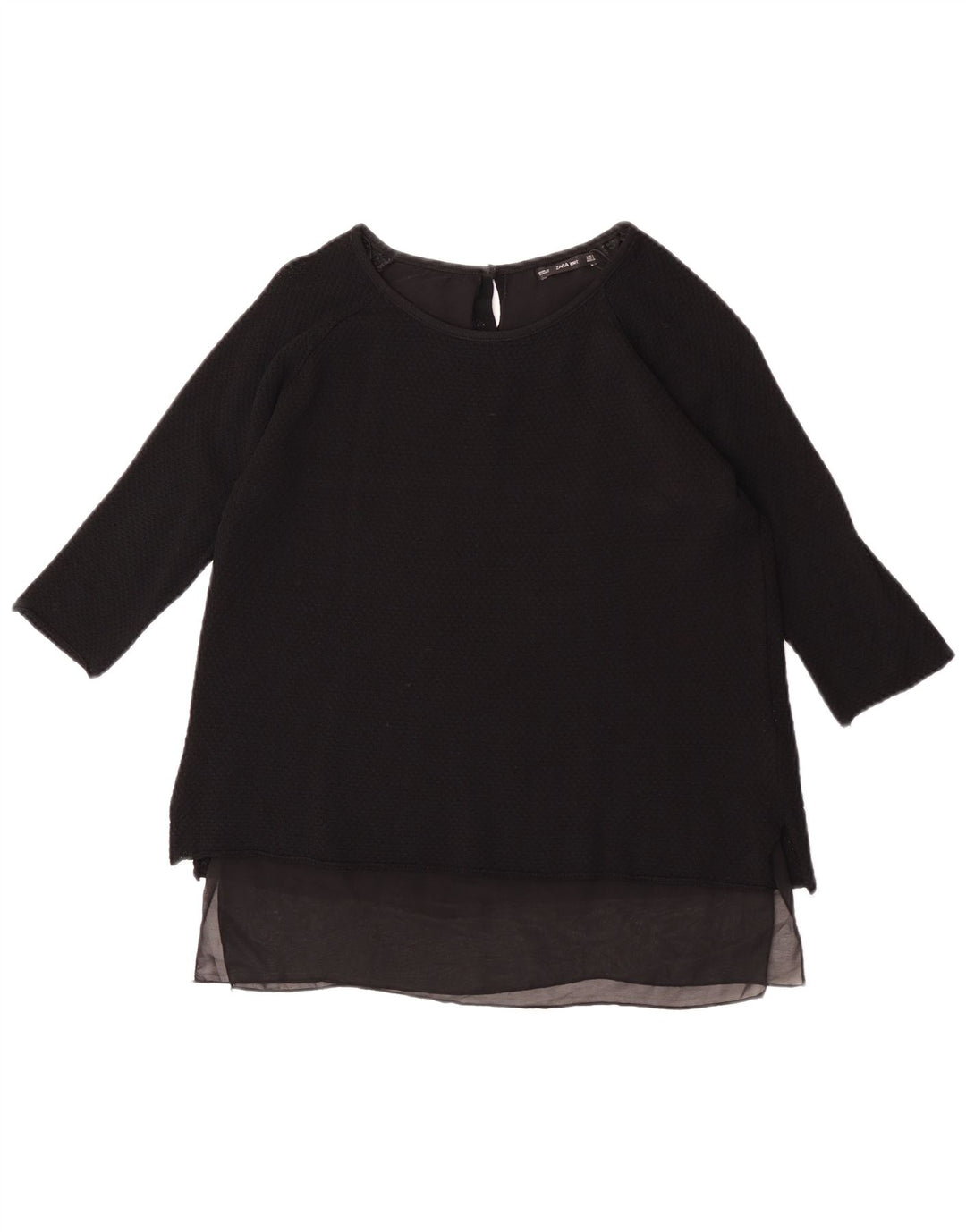Top Zara da donna con maniche a 3/4 UK 14 Large in viscosa nera