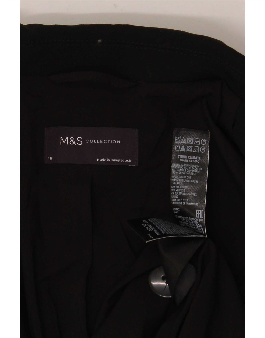 Giacca blazer oversize a 1 bottone da donna Marks & Spencer UK 18 XL nera