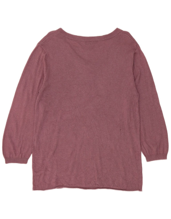 Maglione da donna Mossimo con scollo a V e maniche a 3/4 UK 20 2XL Rayon viola