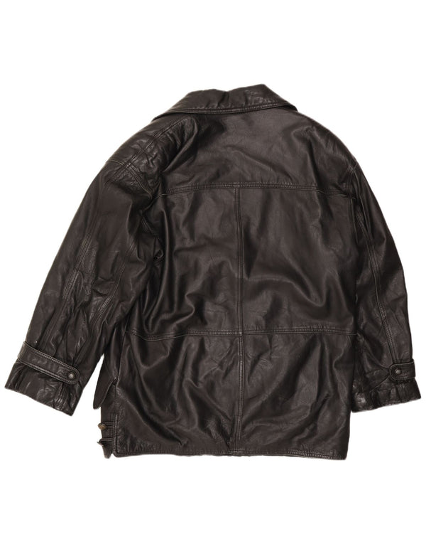 Marco Pierguidi Cappotto in pelle da uomo IT 50 Large Nero