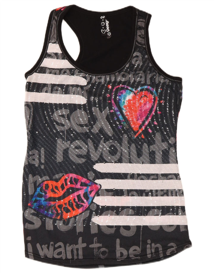 Canotta grafica da donna Desigual UK 18 XL poliestere nero