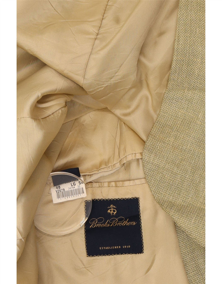 BROOKS BROTHERS Mens 2 Button Blazer Jacket IT 48 Medium Green Silk Vintage Brooks Brothers and Second-Hand Brooks Brothers from Messina Hembry 