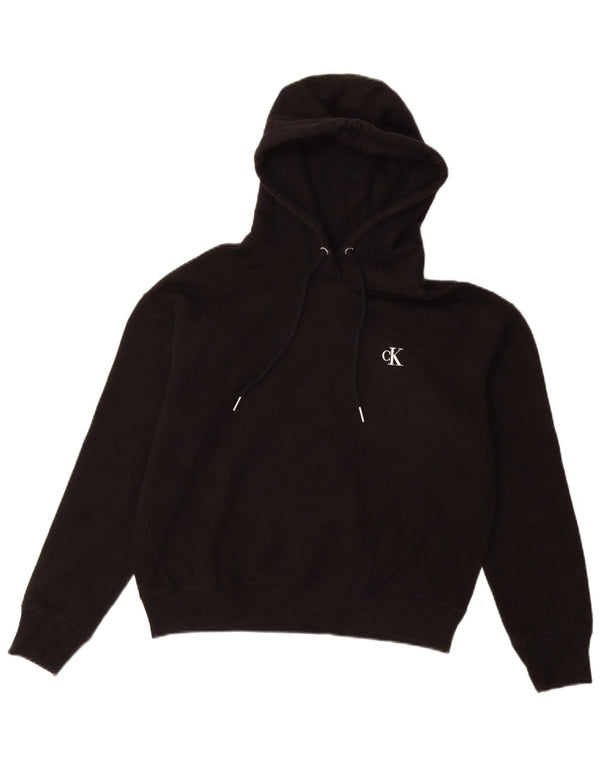 CALVIN KLEIN JEANS Maglia con cappuccio da donna UK 14 Cotone nero medio