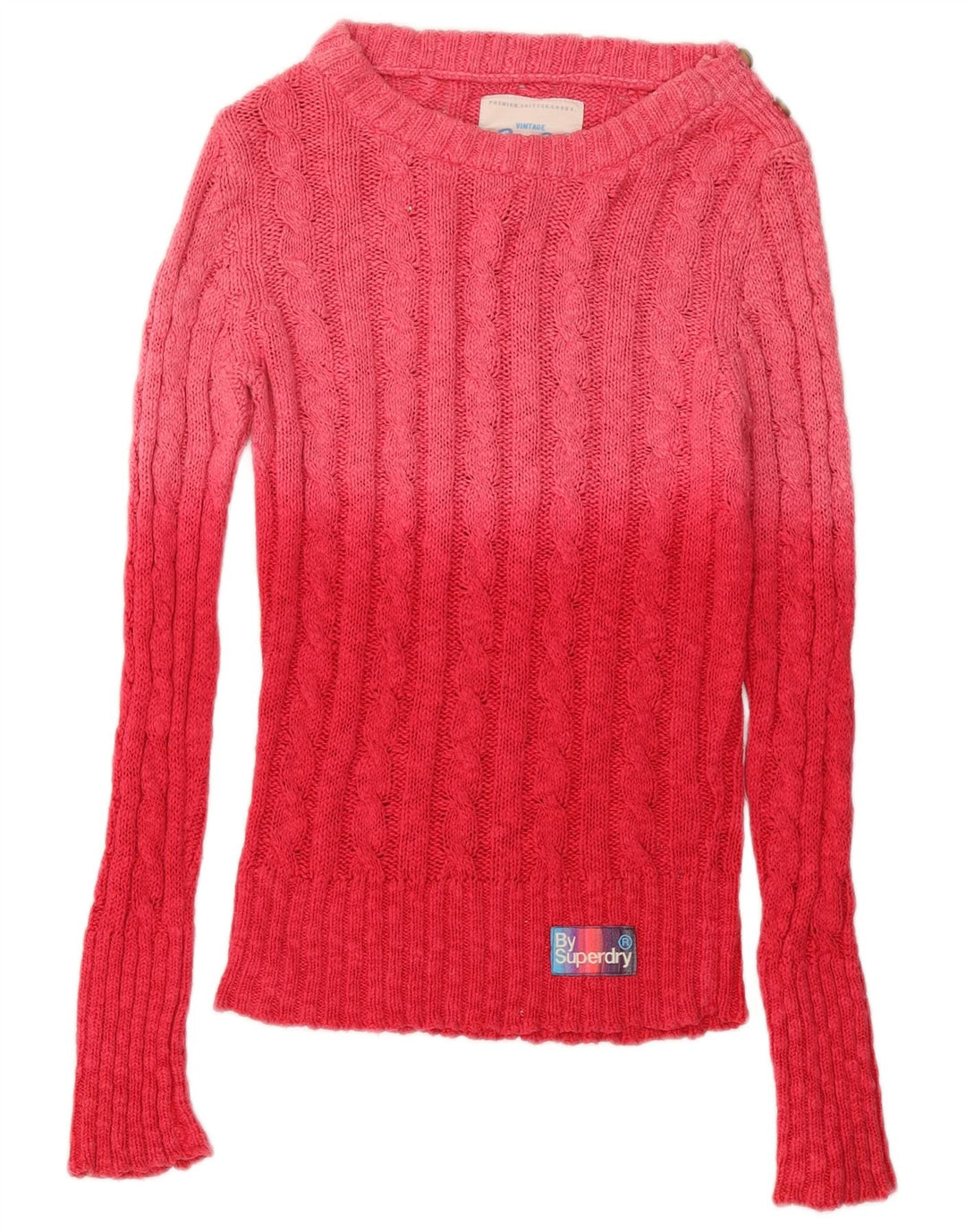 Maglione maglione girocollo da donna Superdry UK 6 XS cotone color block rosa