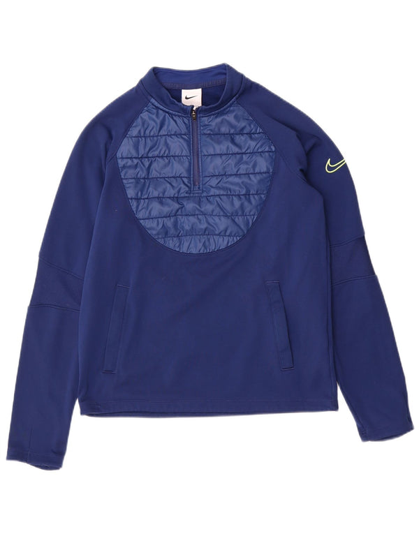 Top della tuta pullover Nike Therma-Fit da ragazzo 12-13 anni Large Blu Navy