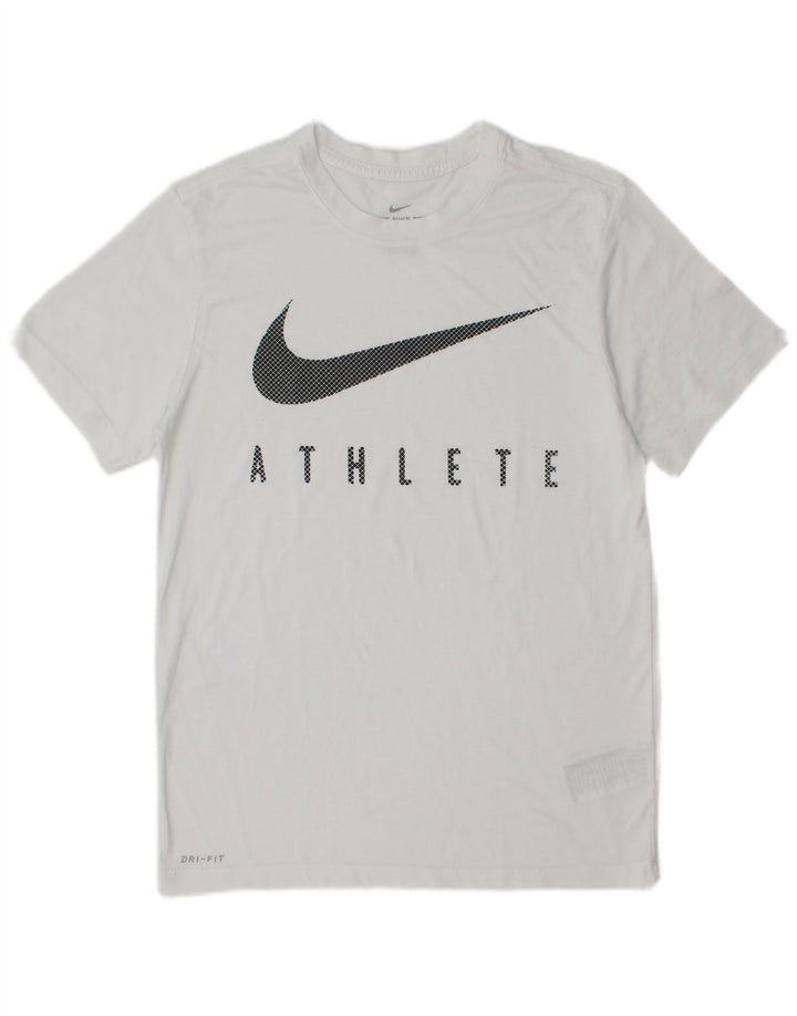 T-shirt grafica Nike Dri Fit da uomo, piccola, in poliestere bianco