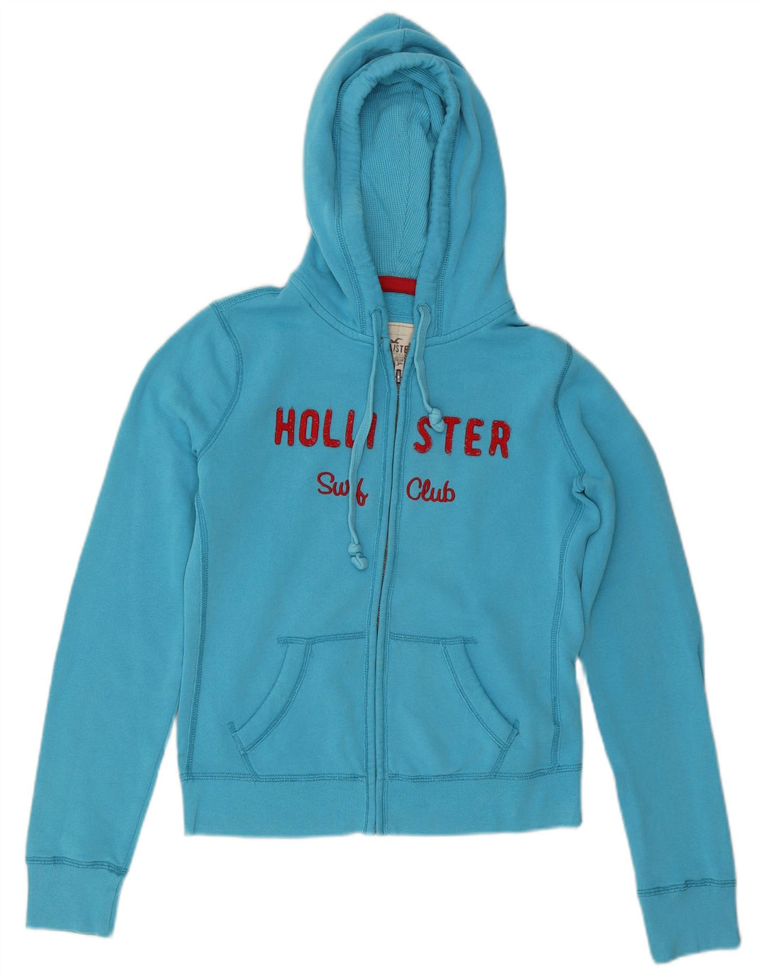 Maglione con cappuccio e zip grafica da donna HOLLISTER UK 14 Cotone blu medio