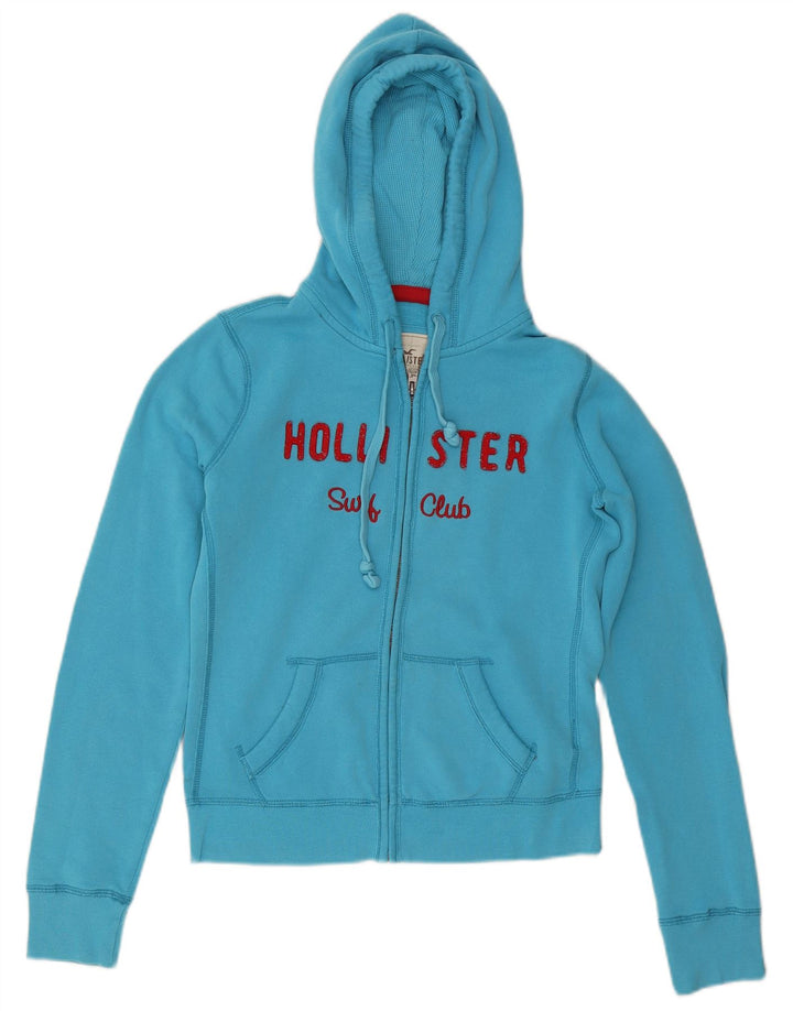 Maglione con cappuccio e zip grafica da donna HOLLISTER UK 14 Cotone blu medio