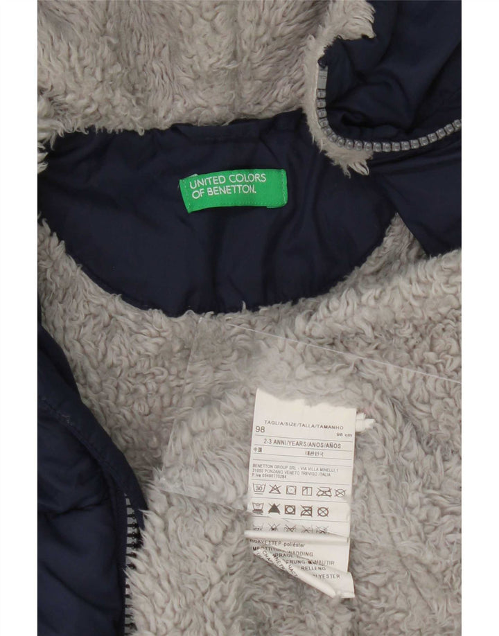 Giubbotto imbottito con cappuccio Benetton Bambino 2-3 anni in poliestere blu navy